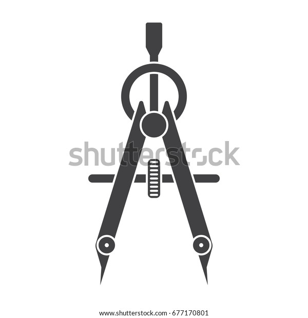 Compass drawing tool black vector silhouette\
on white background