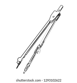 compass drawing tool contour vector illustration