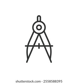 Compass drawing tool, icon in line design. Compass, drawing, tool, navigation, sketch, design, ruler on white background vector. Compass drawing tool, icon in line design editable stroke icon