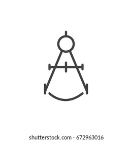 Compass Drawing Tool Line Icon, Outline Vector Sign, Linear Style Pictogram Isolated On White. Divider Caliper Symbol, Logo Illustration. Editable Stroke