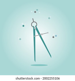 A compass drawing tool . School stationery. Professional or hobby tool. 