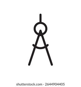 Compass drawing tool silhouette. Technical drawing compass icon for geometry, math, or engineering themes.