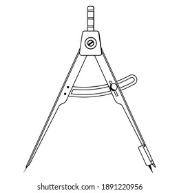 La brújula para la línea de dibujo. Un nuevo y hermoso todo brillante para el taller y el hogar. Ilustraciones de vectores para todos los sitios web y empresas que se dedican a la construcción de casas y a la reparación de equipos.