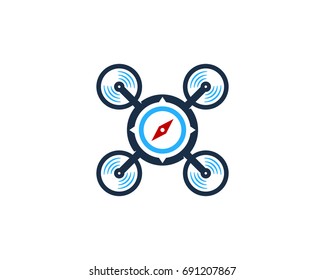 Compass Drone Icon Logo Design Element