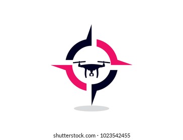 Compass Drone Logo Design Template, Element Design, Vector Design