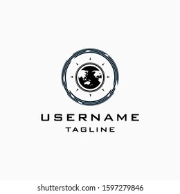 compass earth logo design inspiration . outdoor adventure logo design template . map globe logo design