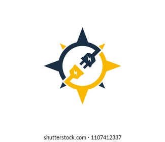 Compass Electric Icon Logo Design Element