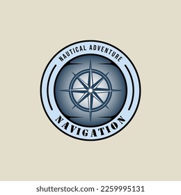 diseño gráfico del icono de la plantilla de la ilustración vintage del logotipo de la brújula vectage. signo o símbolo de la marina náutica o marina para el transporte o el negocio de viajes o militares con distintivo y tipografía
