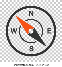 Compass EPS vector icon. Illustration style is flat iconic bicolor orange and gray symbol.