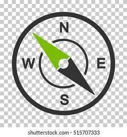 Compass EPS vector pictogram. Illustration style is flat iconic bicolor eco green and gray symbol.