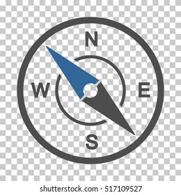 Compass EPS vector pictogram. Illustration style is flat iconic bicolor cobalt and gray symbol.
