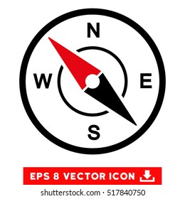 Compass EPS vector pictogram. Illustration style is flat iconic bicolor intensive red and black symbol on white background.