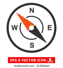 Compass EPS vector pictograph. Illustration style is flat iconic bicolor orange and gray symbol on white background.
