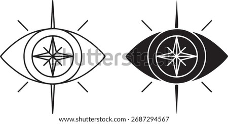 Compass Eye Concept – Vision, Guidance, and Intuition Symbolic Outline Design