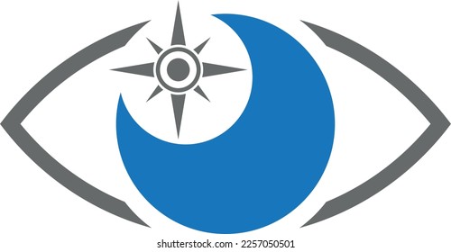 Compass and eye, compass and travel logo