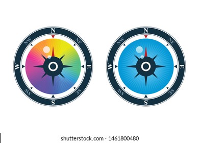 Compass with eyeballs on white background. Vision and exploration icon design.