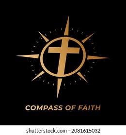 compass of faith cross vector logo design