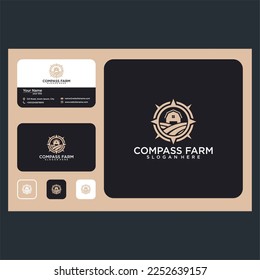compass farm logo design graphic template