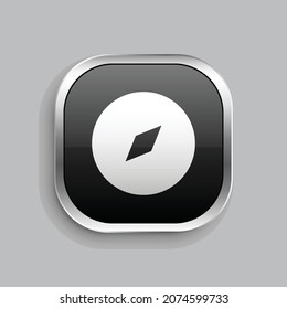 compass fill icon design. Glossy Button style rounded rectangle isolated on gray background. Vector illustration
