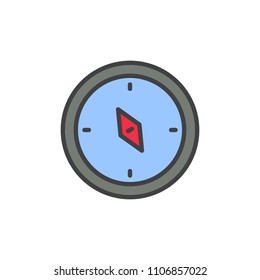 Compass filled outline icon, line vector sign, linear colorful pictogram isolated on white. Navigation symbol, logo illustration. Pixel perfect vector graphics