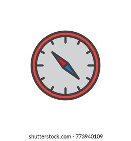 Compass filled outline icon, line vector sign, linear colorful pictogram isolated on white. Symbol, logo illustration. Pixel perfect vector graphics