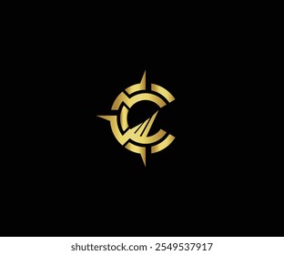 Concepto de diseño de logotipo financiero de brújula