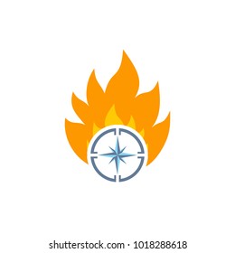 Compass Fire Logo Icon Design