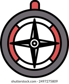 Ein Kompass Fisch Symbol im Linienstil.