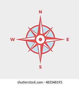 Compass in Flat Blue and Red Colors