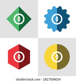 compass flat color icon set template