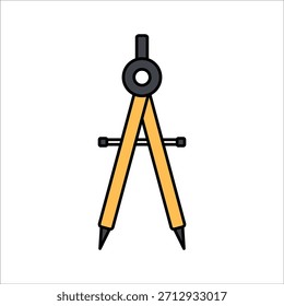 Brújula Herramienta de dibujo de precisión de estilo de diseño plano que simboliza el dibujo ideal para Planes arquitectónicos y dibujos técnicos.