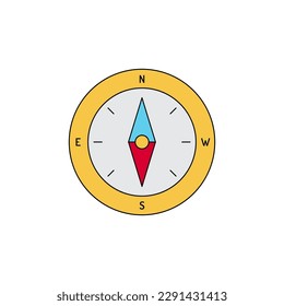 Compass flat icon equipment for hiking and orienteering