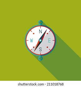 compass flat icon with long shadow