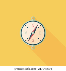 compass flat icon with long shadow