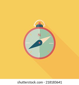 compass flat icon with long shadow