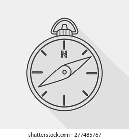 compass flat icon with long shadow, line icon