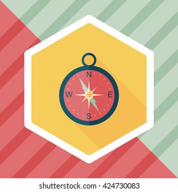 compass flat icon with long shadow,eps10