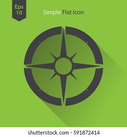 Compass Flat Icon. Simple Sign Of Traveling. Vector Illustrated Symbol