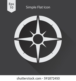 Compass Flat Icon. Simple Sign Of Traveling. Vector Illustrated Symbol
