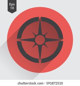 Compass Flat Icon. Simple Sign Of Traveling. Vector Illustrated Symbol