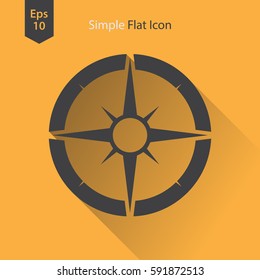 Compass Flat Icon. Simple Sign Of Traveling. Vector Illustrated Symbol