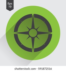 Compass Flat Icon. Simple Sign Of Traveling. Vector Illustrated Symbol