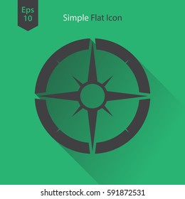 Compass Flat Icon. Simple Sign Of Traveling. Vector Illustrated Symbol