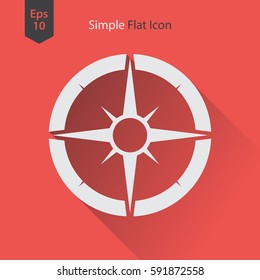 Compass Flat Icon. Simple Sign Of Traveling. Vector Illustrated Symbol