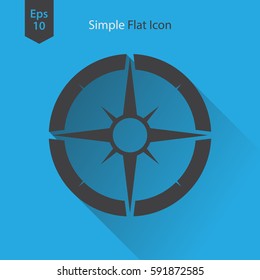 Compass Flat Icon. Simple Sign Of Traveling. Vector Illustrated Symbol