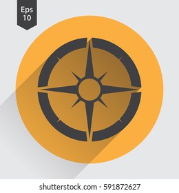 Compass Flat Icon. Simple Sign Of Traveling. Vector Illustrated Symbol