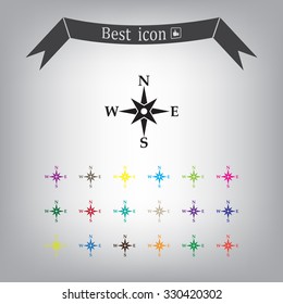 Compass flat icon. Vector illustration EPS.