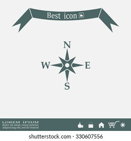Compass flat icon. Vector illustration EPS.