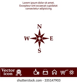 Compass flat icon. Vector illustration EPS.