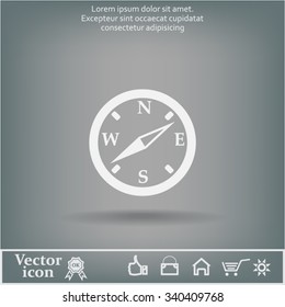Compass flat icon. Vector illustration EPS.